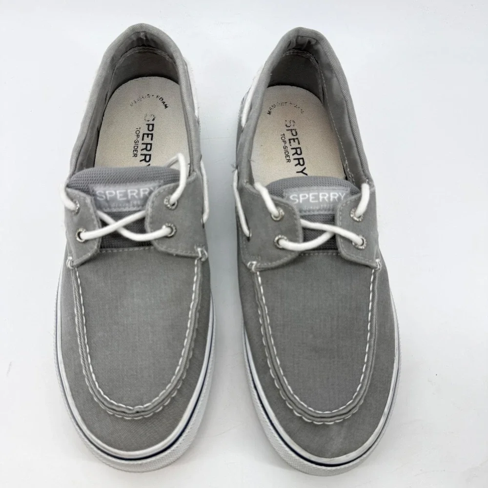 Sperry Bahama II Boat Shoes Mens 11.5 Gray Canvas Nautical Resort Preppy Beach